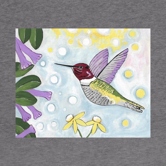 HUMMINGBIRD With Flowers Bird Painting by SartorisArt1